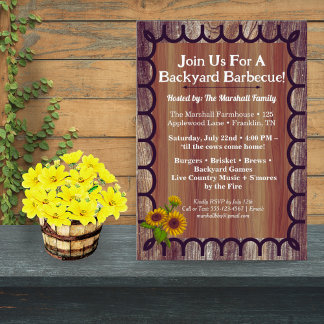 Barnyard BBQ Bash Invitation Template Rustic Wood Einladung