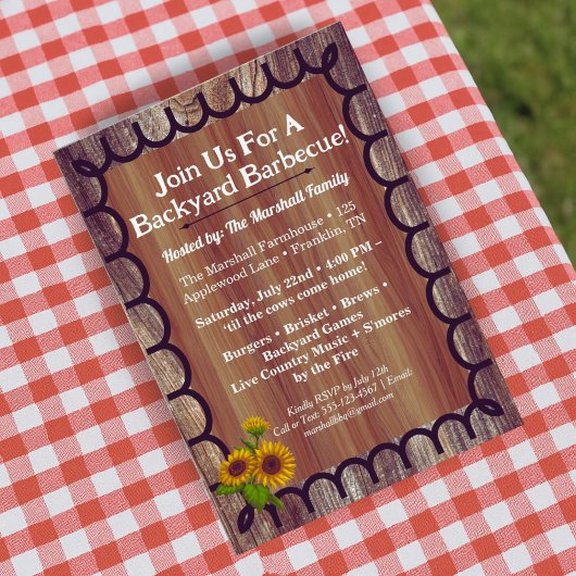 Barnyard BBQ Bash Invitation Template Rustic Wood  Einladung