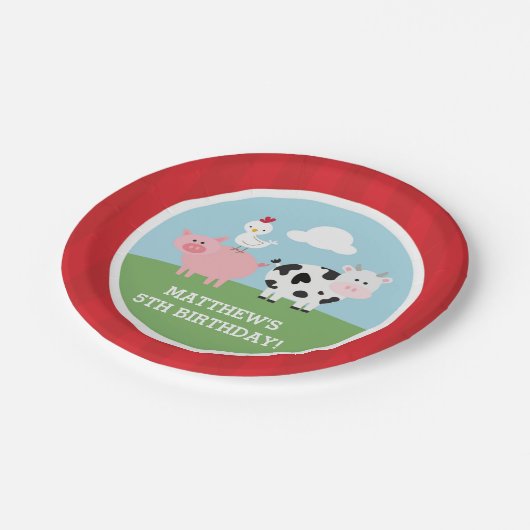 Barnyard Birthday Bash/Party Pappteller (Schrägansicht)