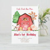 Barnyard Birthday Bash Wasserfarbenfarm Einladung (Stehend Vorderseite)