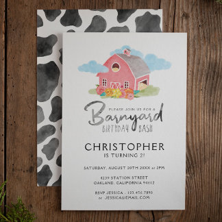 Barnyard Birthday Bash Wasserfarbenfarm Einladung