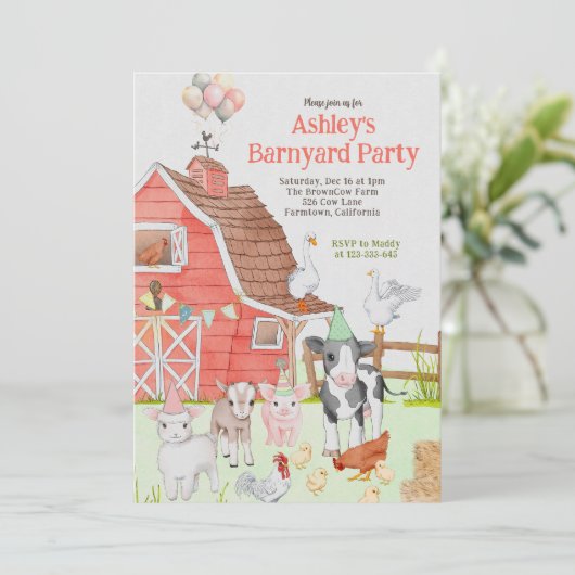 Barnyard Birthday Einladung (Stehend Vorderseite)