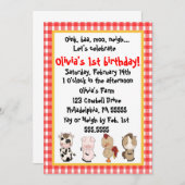 Barnyard Birthday Einladung (Vorne/Hinten)