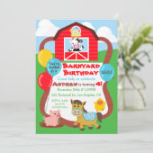 Barnyard Birthday Kids Invitation - Landtiere Einladung (Stehend Vorderseite)