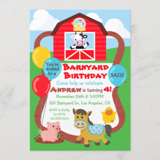 Barnyard Birthday Kids Invitation - Landtiere Einladung