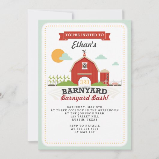 Barnyard Birthday Party Einladung (Vorderseite)