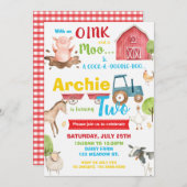 Barnyard Birthday Party Farm Animals verwandeln zw Einladung (Vorne/Hinten)