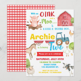 Barnyard Birthday Party Farm Animals verwandeln zw Einladung