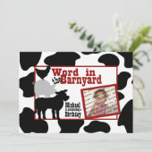 Barnyard Birthday Party mit Foto Einladung (Stehend Vorderseite)