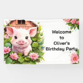 Barnyard Bliss Pink Piggy Birthday Banner (Horizontal)