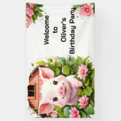 Barnyard Bliss Pink Piggy Birthday Banner (Vertikal)