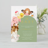 Barnyard Buddies Baby Shower Folieneinladung (Stehend vorne)