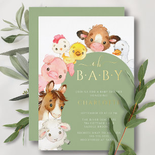 Barnyard Buddies Baby Shower Folieneinladung