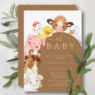 Barnyard Buddies Babyparty Folieneinladung