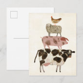 Barnyard Buds - Kuh, Schwein, Schafe und Hen Postkarte (Vorne/Hinten)