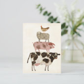 Barnyard Buds - Kuh, Schwein, Schafe und Hen Postkarte (Stehend Vorderseite)