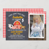 Barnyard Chalkboard Foto Geburtstag Einladung (Vorne/Hinten)