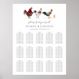 Barnyard Chicken Wedding Chart Poster