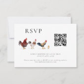 Barnyard Chicken Wedding QR Code RSVP Card (Vorderseite)