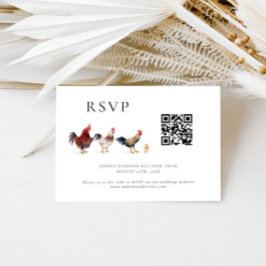Barnyard Chicken Wedding QR Code RSVP Card Karte