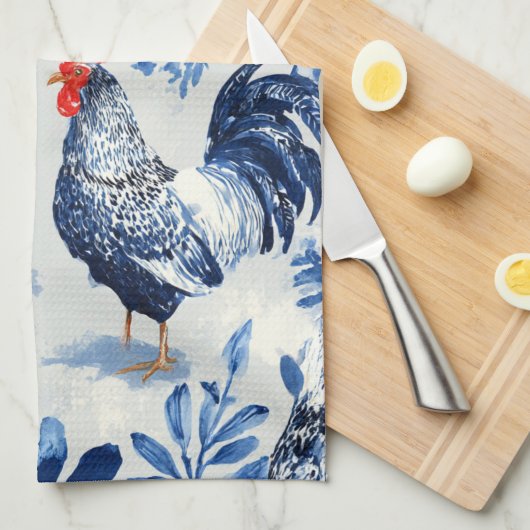 Barnyard Chickens and Botanical Pattern Design Geschirrtuch (Viertel Falte)