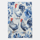 Barnyard Chickens and Botanical Pattern Design Geschirrtuch (Vertikal)