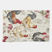 Barnyard Chickens and Botanical Pattern Design Geschirrtuch (Horizontal)