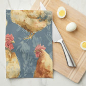 Barnyard Chickens and Botanical Pattern Design Geschirrtuch (Viertel Falte)
