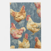 Barnyard Chickens and Botanical Pattern Design Geschirrtuch (Vertikal)