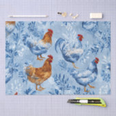 Barnyard Chickens and Botanical Pattern Seidenpapier (Handwerk)