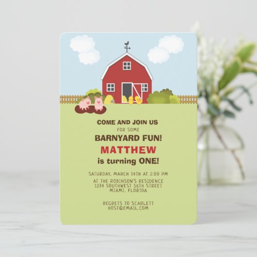 Barnyard Einladung (Stehend Vorderseite)