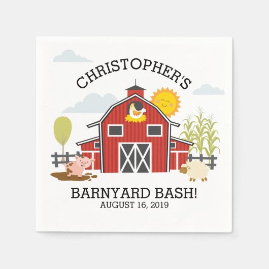 Barnyard Farm Animal Birthday Party Napkin Serviette (Vorderseite)