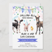 Barnyard Farm Animals 1. Geburtstag Einladung (Vorderseite)