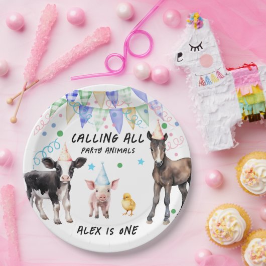 Barnyard Farm Animals 1. Geburtstag Pappteller (Party)