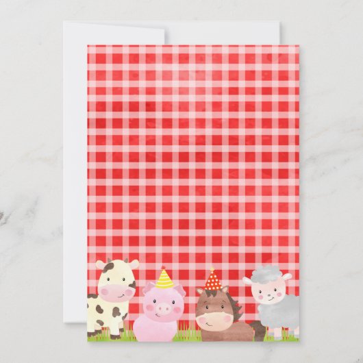 Barnyard Farm Animals 2. Geburtstag Einladungen (Rückseite)
