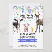 Barnyard Farm Animals 3. Geburtstag Einladung (Vorderseite)