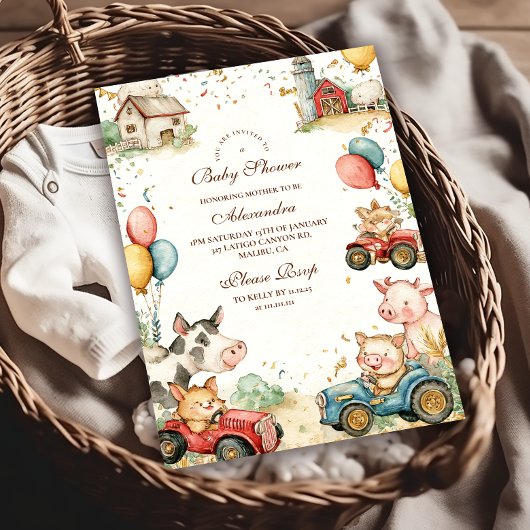 Barnyard Farm Animals Baby Dusche Einladung