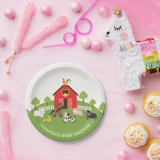 Barnyard Farm Animals Baby Shower 7" Plättchen Pappteller (Party)