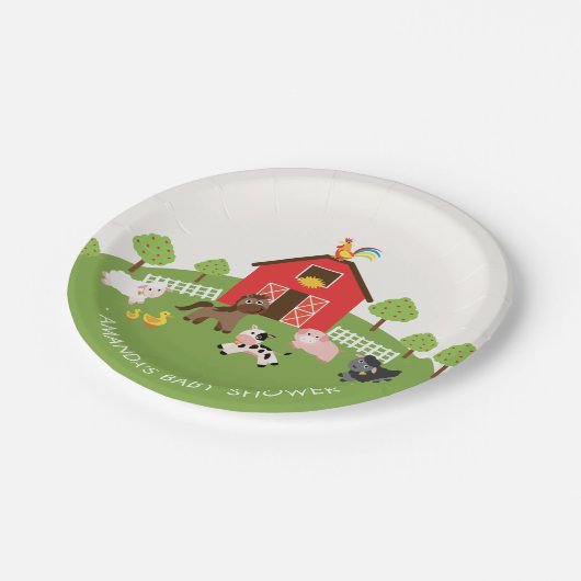 Barnyard Farm Animals Baby Shower 7" Plättchen Pappteller (Schrägansicht)