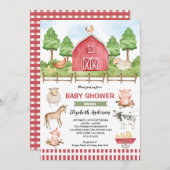 Barnyard Farm Animals Babydusche Einladung (Vorne/Hinten)