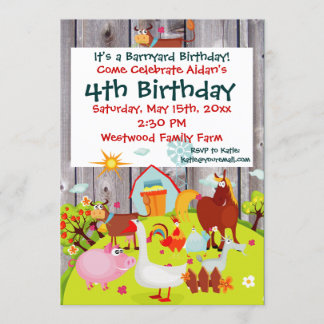 Barnyard Farm Animals Barnwood Birthday Einladung