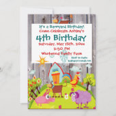 Barnyard Farm Animals Barnwood Birthday Einladung (Vorderseite)