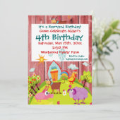 Barnyard Farm Animals Barnwood Birthday Einladung (Stehend Vorderseite)