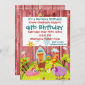 Barnyard Farm Animals Barnwood Birthday Einladung (Vorne/Hinten)