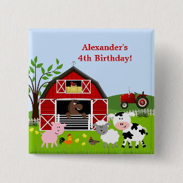 Barnyard Farm Animals Birthday Button