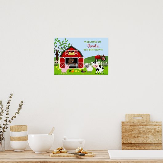 Barnyard Farm Animals Birthday Poster (Küche)