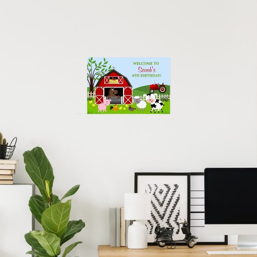 Barnyard Farm Animals Birthday Poster (Heimbüro)