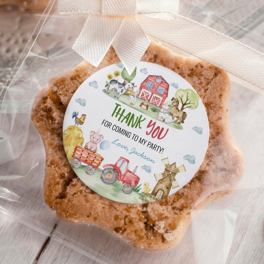 Barnyard Farm Animals Birthday Runder Aufkleber