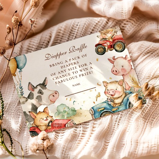 Barnyard Farm Animals Diapper Raffle Begleitkarte