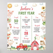 Barnyard Farm Animals Geburtstag Milestone Zeichen Poster (Vorne)